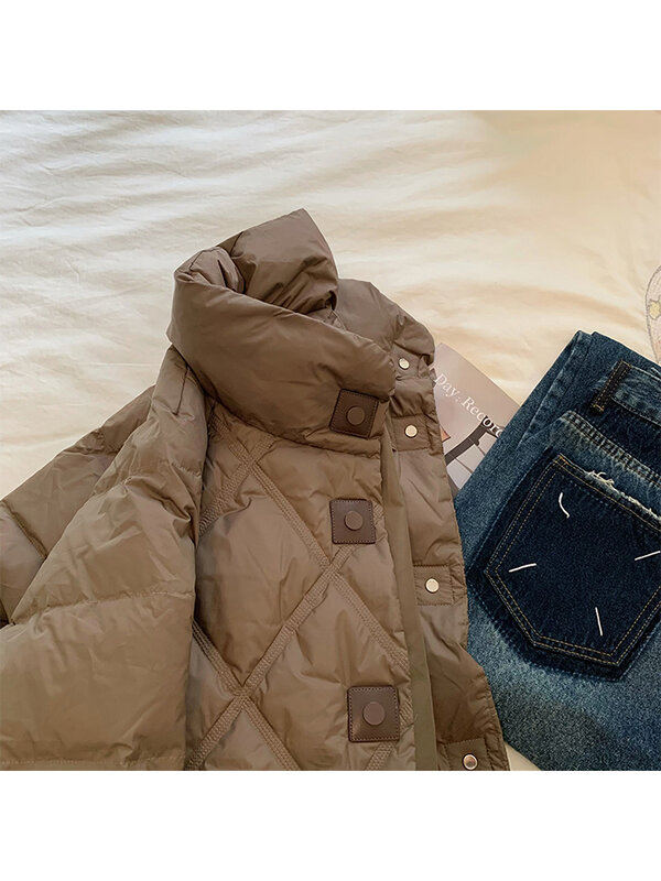 Coreano vintage curto algodão-acolchoado casacos feminino 2022 inverno sólido casual gola jaquetas moda feminina grosso acolchoado roupas