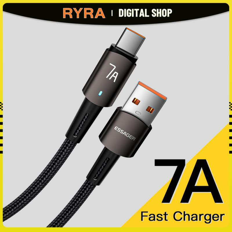 RYRA-7A USB c타입 케이블 와이어, 리얼미 원플러스 OPPO 100W 고속 충전 USB C 충전기, 화웨이 P30 P40 프로 삼성용 데이터 코드