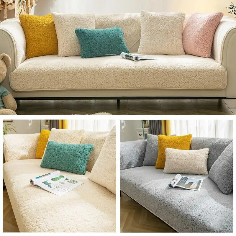 Nowe jednolity kolor pokrowce na sofy ręcznik miękki pluszowy narzuta na sofę do salonu do okna Pad w kształcie litery L ozdoba sofy