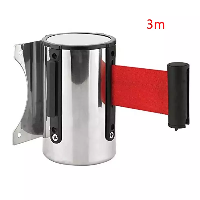 Retractable Ribbon Crowd Control Red Belt Wall Mount Protective Tape Stanchion Queue Sport Barrier Outdoor 2m/ 5m
