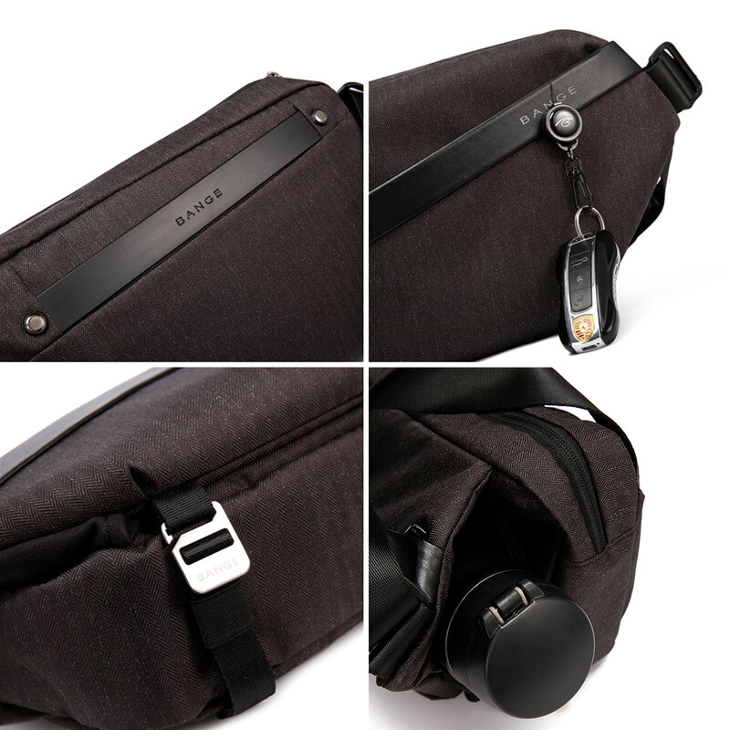 새로운 디자인 도난 방지 럭셔리 남성용 가슴 가방, 휴대용 전화 카메라 슬링 가방 발수 다기능 캐주얼 가방