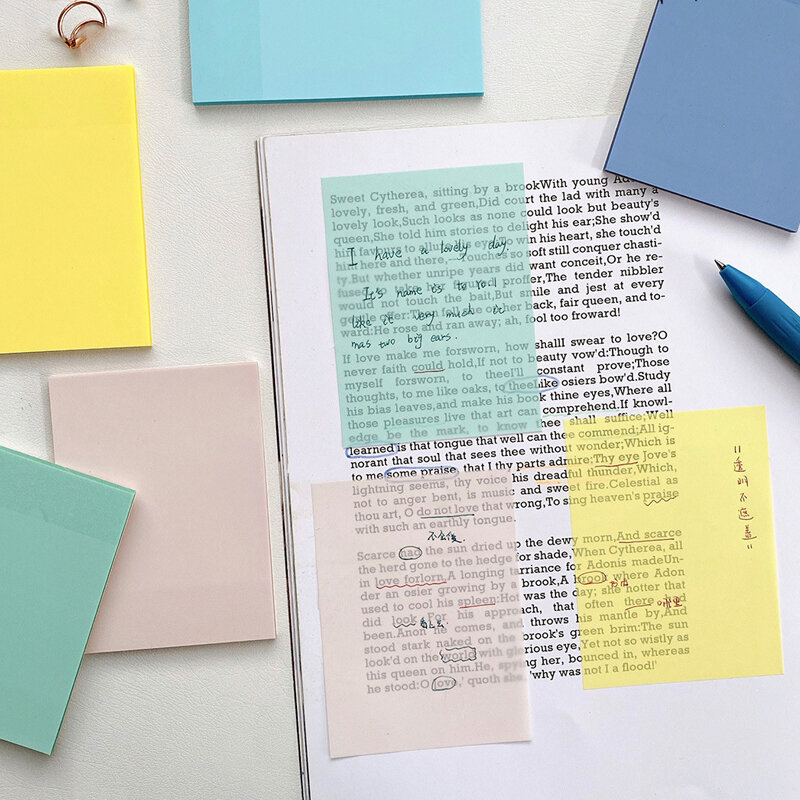 Multicolor Transparent Sticky Note Pads Posits Posted it Stationery Waterproof Self-Adhesive Memo Notepad School Office Supplies