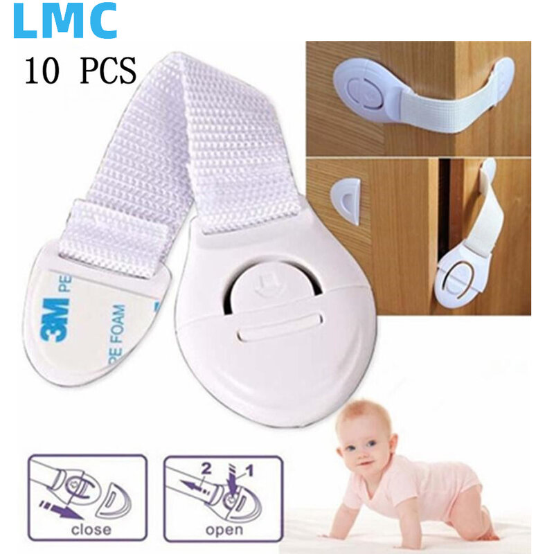 LMC 10pcs White Kids Safety Cabinet Lock Baby Proof Security Protector Drawer Door Cabinet Lock Plastic Door Lock Fastdelivery