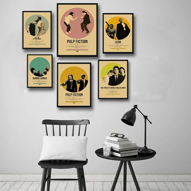 Póster de películas clásicas Vintage Pulp Fiction Leon Coraline, lienzo artístico para decoración de sala de estar impreso, decoración de pared del hogar
