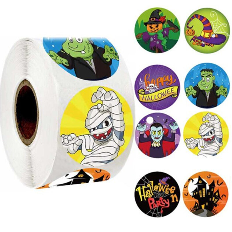 100-500 Buah Stiker Dekorasi Halloween Stiker Segel Tas Permen Halloween Stiker Mainan Hadiah Anak-anak Pesta Halloween