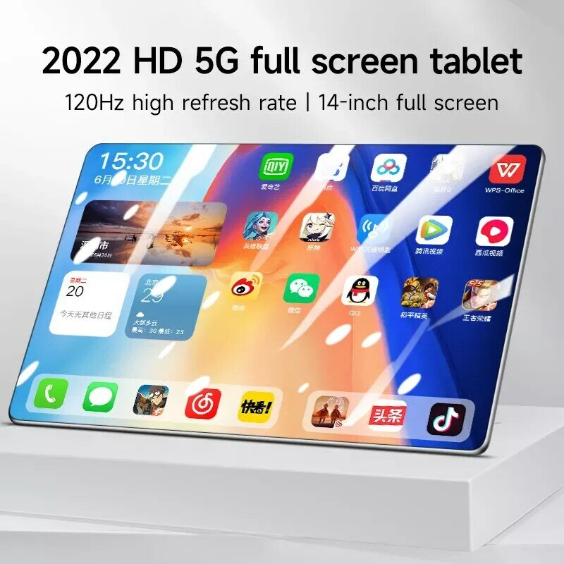 Novo 14 Polegada tablet pc android 12 octa núcleo 3g rede google play 12gb ram 512gb rom câmeras duplas duplo sim telefone tablets