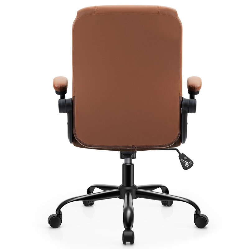 Chaise de bureau en cuir PU, marron, blanc