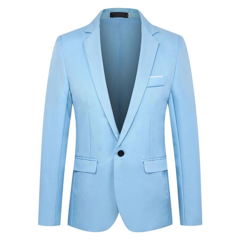 Men Blazer Coats One Buckle Turn-down Collar Long Sleeves Solid Color Slim Fit Suit Jackets for men chaquetas hombre