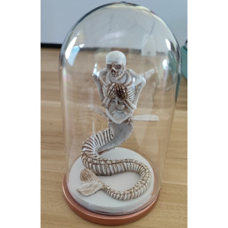 Статуя-скелет Вендиго, шкаф с любопытством, Русалка, скелет с летающим драконом, скульптура со стеклянным контейнером, украшение для дома