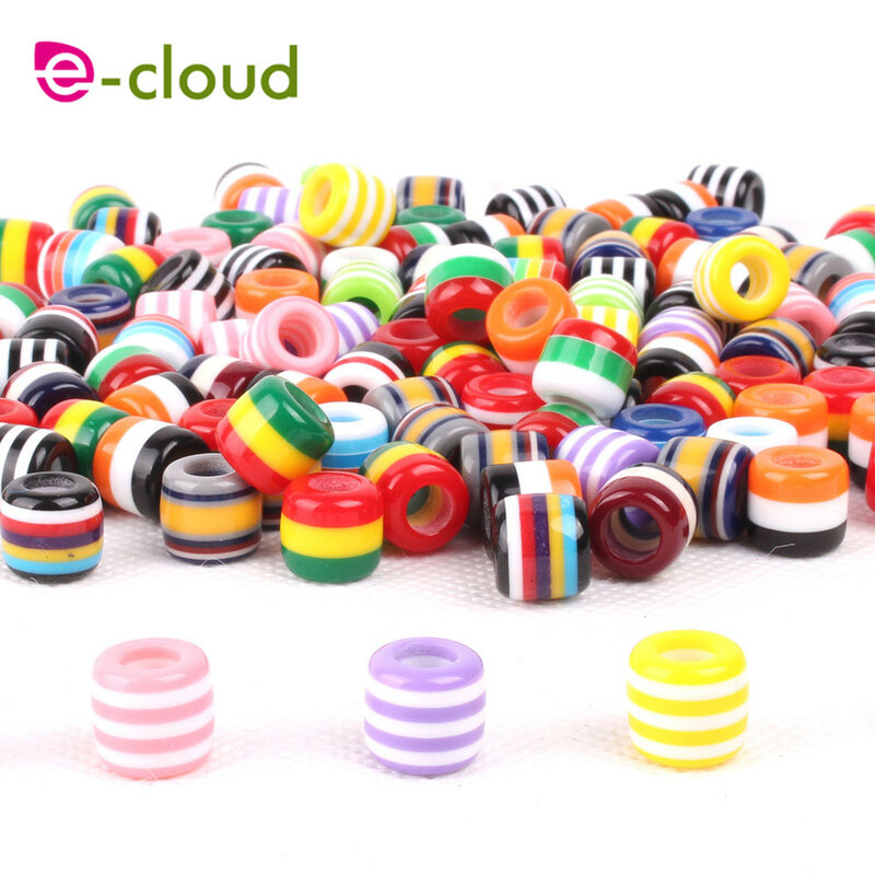 50Pcs/Pack Multi Coloured Dreadlock Beads Acrylic Hair braids Cuffs Clips for Women Kids Approx 6mm Inner Hole