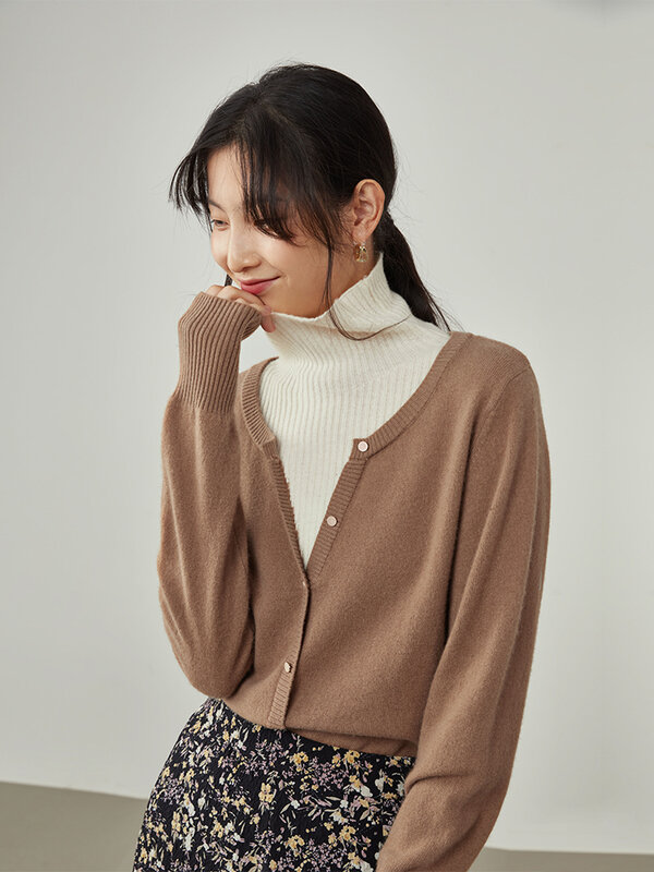 Женский зимний свитер FSLE, комплект одежды 2021, облегающий свитер с имитацией двух воротников, женские Лоскутные кардиганы