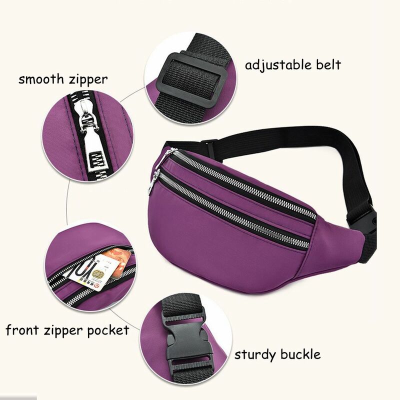 Sac de ceinture en Nylon pour femmes, sac banane pour téléphone portable, sac de ceinture pour l'extérieur pour femmes, sacs de poitrine pour femmes