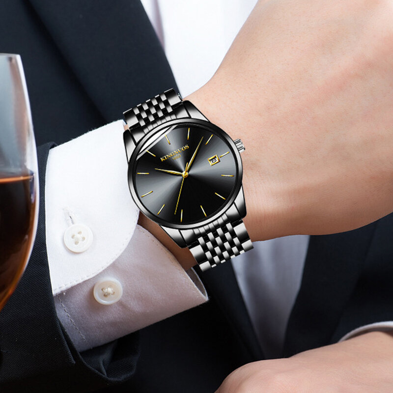 Relógios masculinos marca de luxo ultra-fino masculino relógio de quartzo de aço inoxidável para homem relógio de pulso à prova dwaterproof água homem dropshipping
