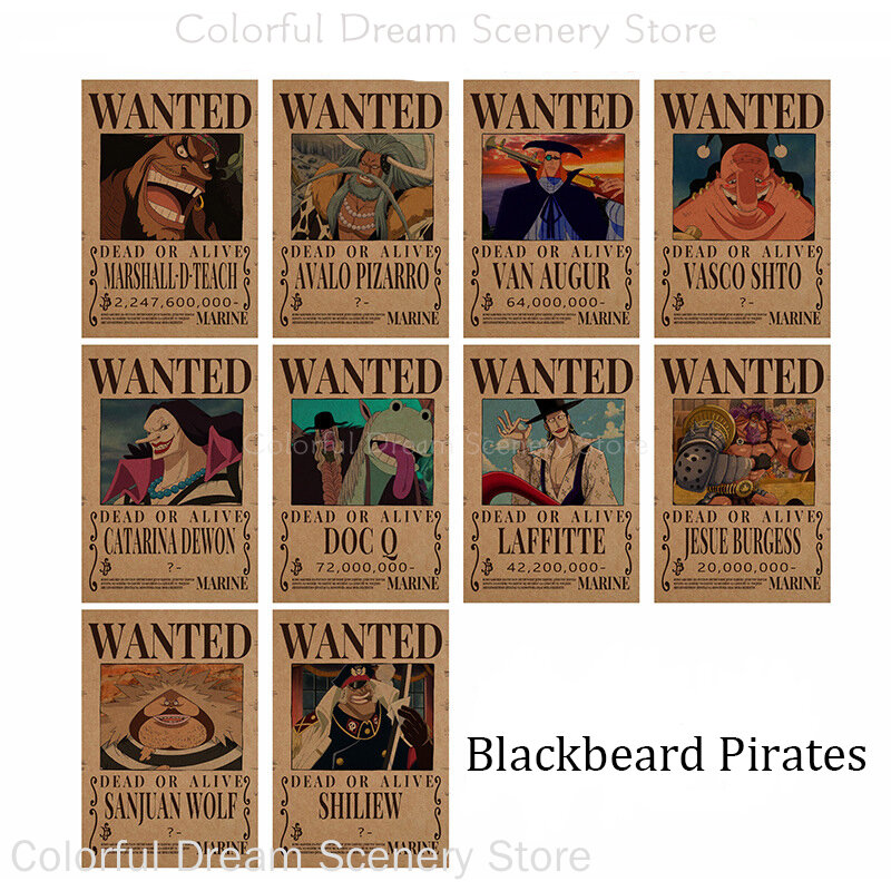 One Piece anime 10 pack suit Wanted Reward Order Poster Lufei Straw Hat ...