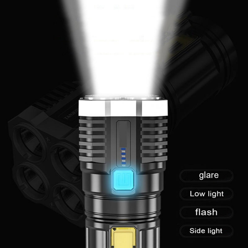 Lampe de poche multifonction Led haute puissance Super lumineuse COB lumière latérale extérieure Portable maison USB Rechargeable lampe de poche tactique
