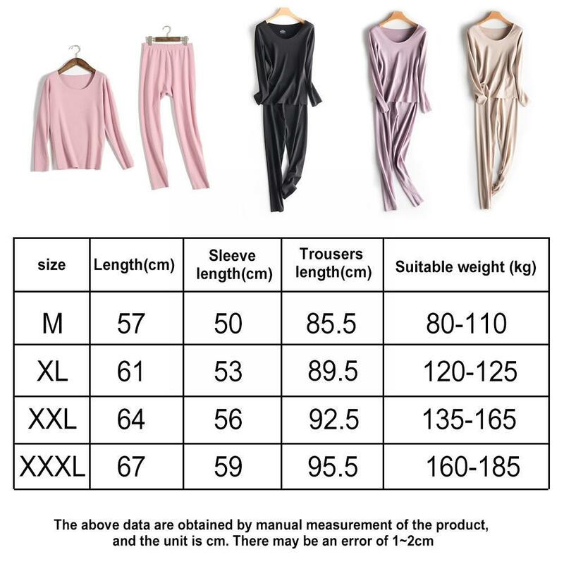 Set Pakaian Dalam Termal Wanita Musim Dingin Seksi Hangat Mulus Pakaian Dalam Penjahit Termal Kasual Atasan Kain Celana Panjang Lengan A7j8