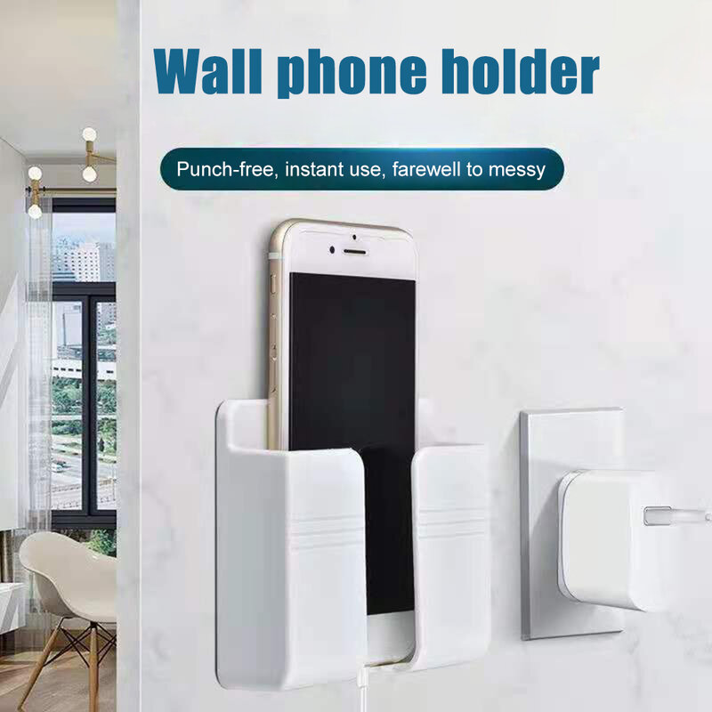 Wall Mounted Organizer Remote Control Storage Box Mobile Phone Plug Brackets Wall Holder Charging Multifunction Stand