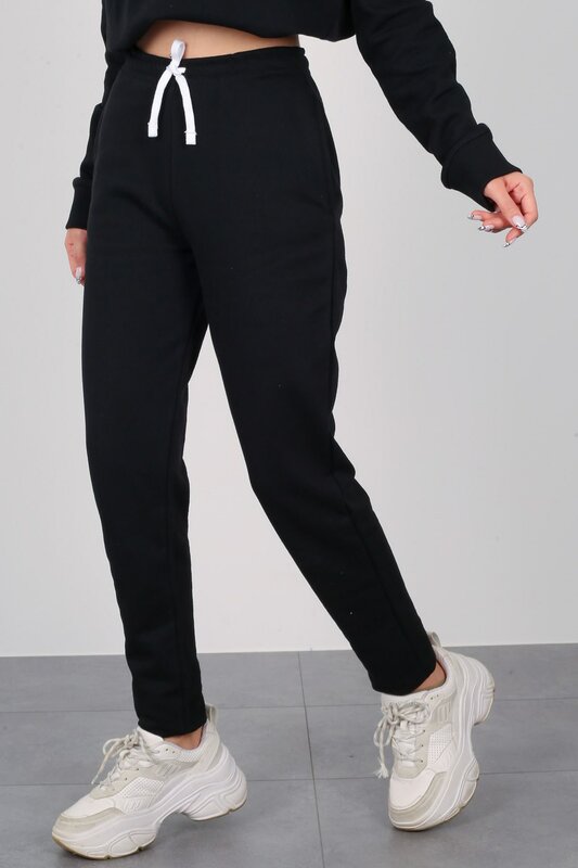 Facette-pantalones de chándal de dos hilos para mujer, color negro y negro, 2022298765