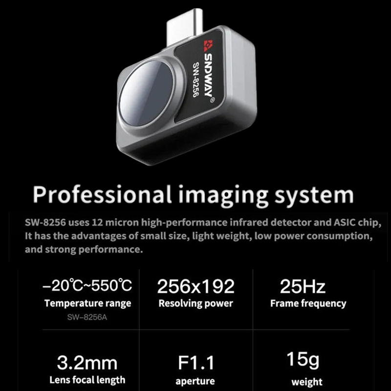 SW-8256 telefoni termocamera a infrarossi termocamera il più piccolo al mondo per cellulari Android tipo C / InfiRay P2