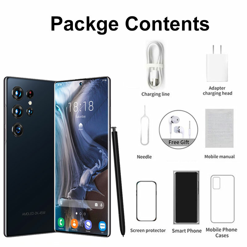 2022 New S22 Ultra Smartphone Celular With Stylus 7.3 Inch 16GB+1TB 7300mAh 5G Network Unlock Smart Phone Mobile Phones Cell Pho