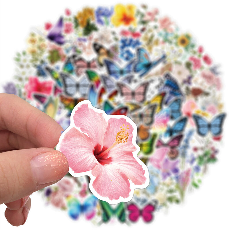 10/30/50PCS 만화 나비와 꽃 낙서 스티커 수하물 케이스 노트북 IPad 스케이트 보드 컵 방수 스티커 도매