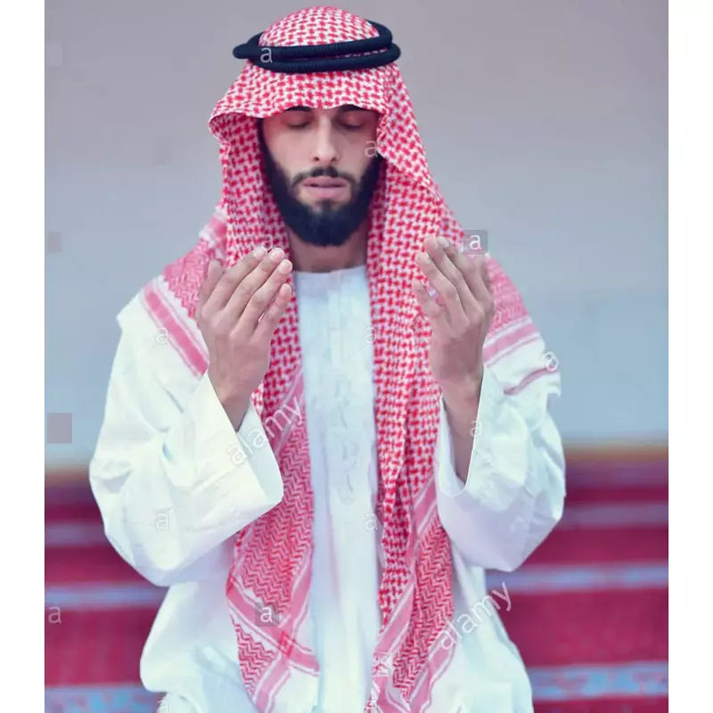 Islamska odzież mężczyzna saudyjskoarabski dubaj tradycyjne kostiumy muzułmańskie akcesoria Turban modląc kapelusz Plaid szalik na głowę 135*135cm