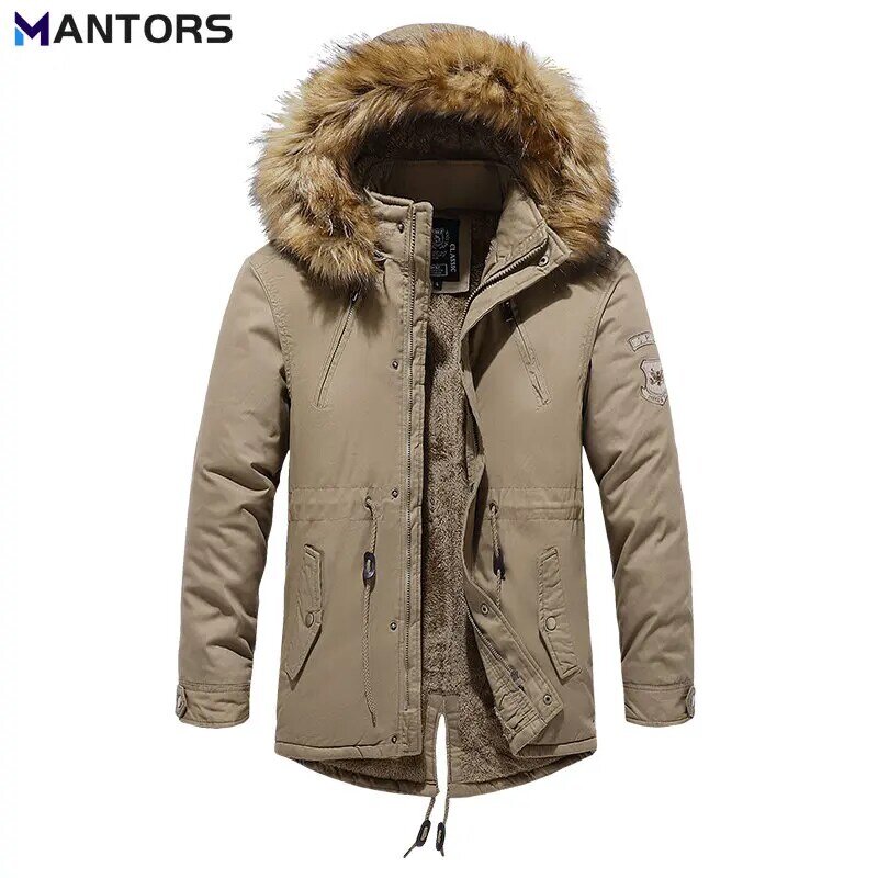 MANTORS 2022ผู้ชายใหม่ฤดูหนาว Coat Hooded ขนแกะสบายๆ Parka แจ็คเก็ตกลางแจ้ง Windproof เสื้อผ้า Fur Collar Overcoat