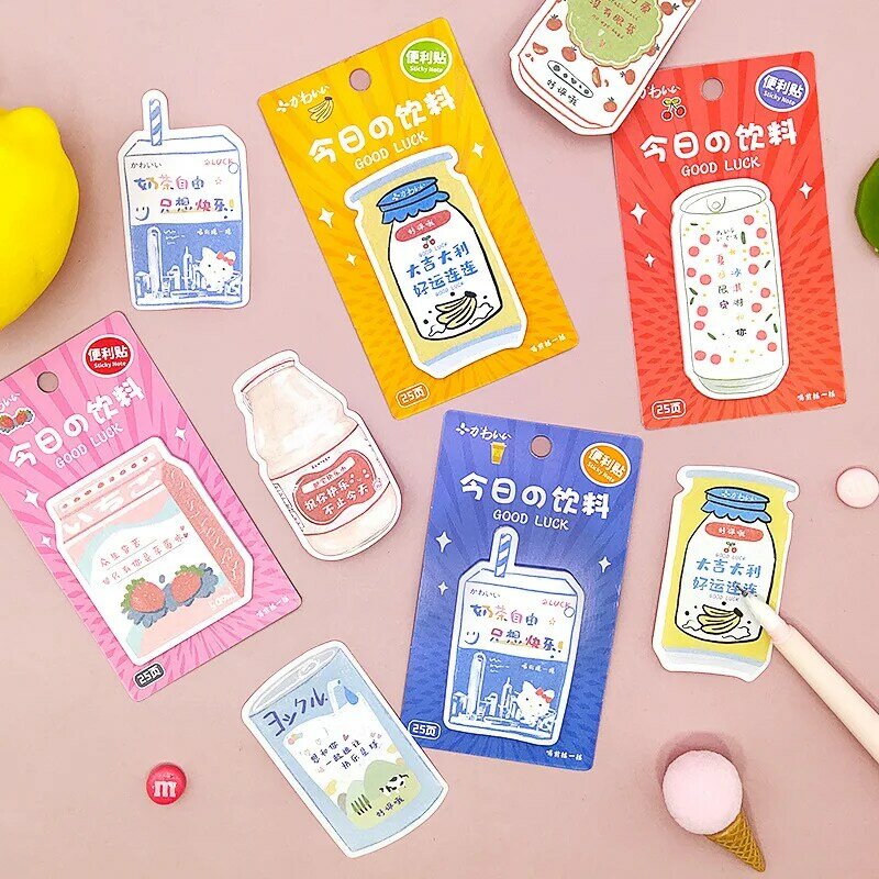 한국어 Rihe 음료 우유 주스 젖산 박테리아 N 번 스티커 메모 메모 패드, 귀여운 문구 사무용품 귀여운 학교