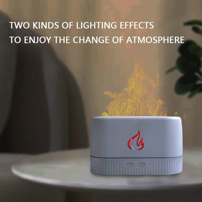Difusor de aceites esenciales, Humidificador ultrasónico USB de simulación de llama, lámpara de llama de aromaterapia para el hogar y la Oficina