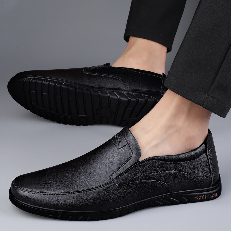Buty męskie skórzane buty biznesowe obuwie oddychająca miękka dół tata sukienka buty męskie odkryte buty do jazdy samochodem Chaussure Homme