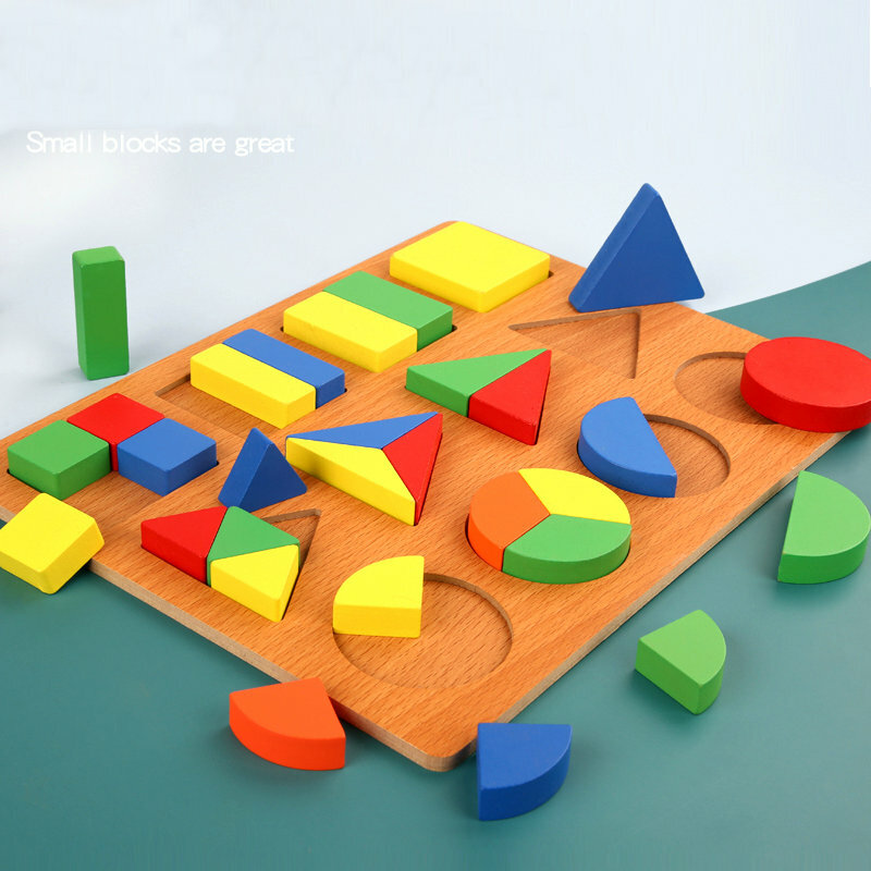 Bisezione di forma geometrica insegnamento set di apprendimento precoce aiuti blocco classificazione puzzle giocattoli educativi in legno per bambini Montessori