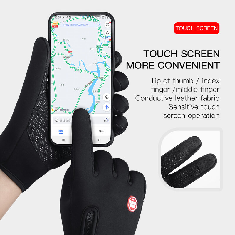 Guantes Térmicos de dedo completo para pantalla táctil Unisex, guantes cálidos de invierno para ciclismo, bicicleta, esquí, Camping al aire libre, senderismo y motocicleta, 1 ud.