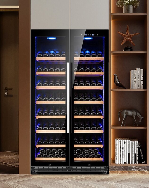 Venda quente grande refrigerador de vinho 381 garrafa refrigerador de vinho porta dupla refrigerador de vinho para comercial