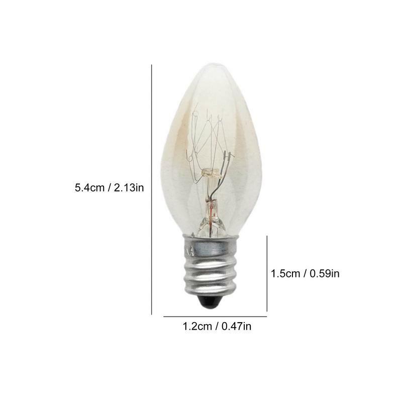 E12 Light Bulb 220V-240V 10W 15W C7 Bulb Aluminum Small Screw Mouth Salt Lamp Aroma Lamp Incandescent Tungsten Night Lamp Bulb