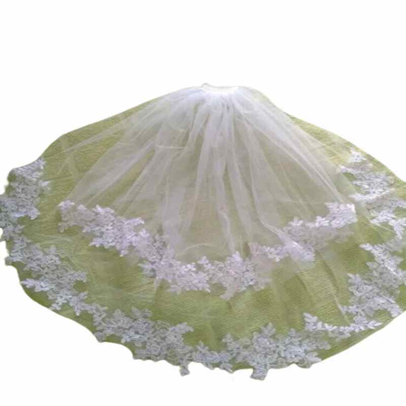 حجاب زفاف بشريط دانتيل عاجي مع مشط ، اكسسوارات الزفاف ، 2 طبقات ، أبيض ، 2024