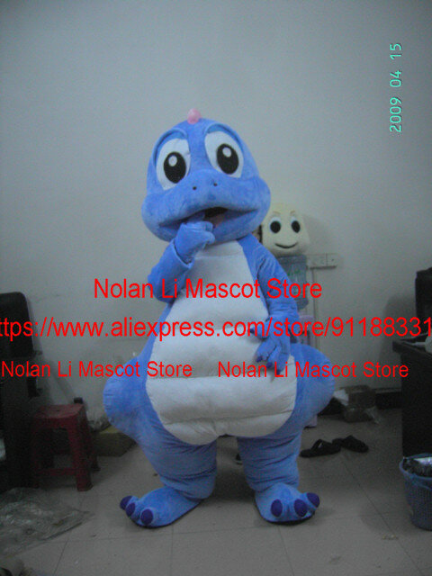 Costume de mascotte de dinosaure bleu oligMaterial, ensemble de dessin animé, jeu publicitaire, fête d'anniversaire, haute qualité, taille adulte, 207