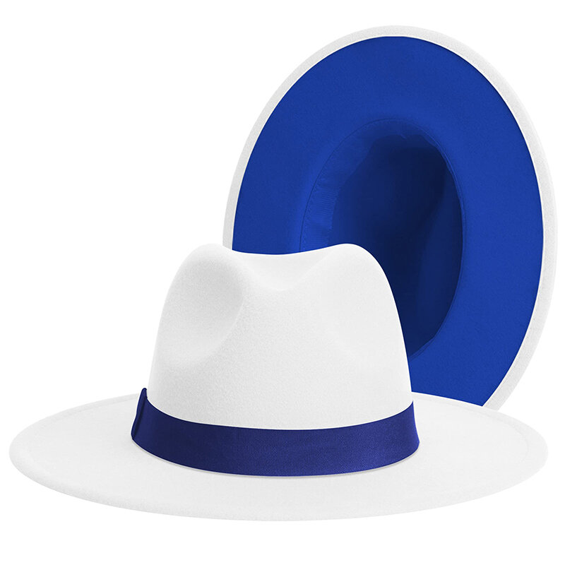 Nowy kapelusz Fedora dla kobiet w stylu Vintage klasyczne szerokie rondo kapelusz z filcu wełnianego panie dżentelmen ślub kościół Panama męskie kapelusze darmowa wysyłka