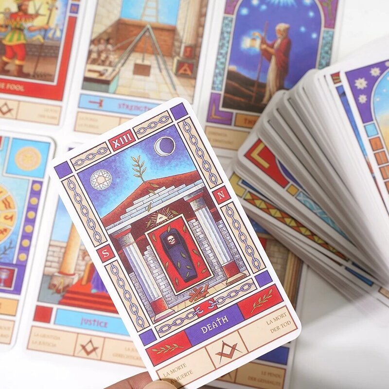 2022 masońskie karty tarota Patricio Diaz Silva ezoteryczne fortuny opowiadające czytanie tarota z instrukcjami masońska symbolika