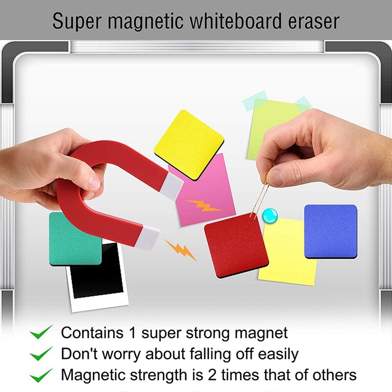 Mini Droge Wissen Gummen, 48 Pack Magnetische Whiteboard Droog Gummen Krijtbord Cleaner Wiper Voor Kinderen En Classroom(2X2 Inch)