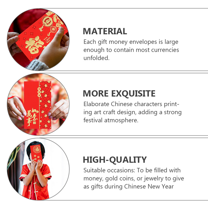 Buste cinesi rosse pacchetti regalo di denaro Festival tascabile di capodanno primavera Lucky 2022 pacchetto bomboniere tasche busta matrimonio