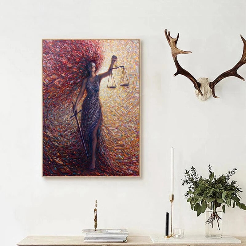 Affiches «Goddess of Justice» pour femmes, toile abstraite, tableau d'art mural moderne, décoration de chambre à coucher, peinture de figurines