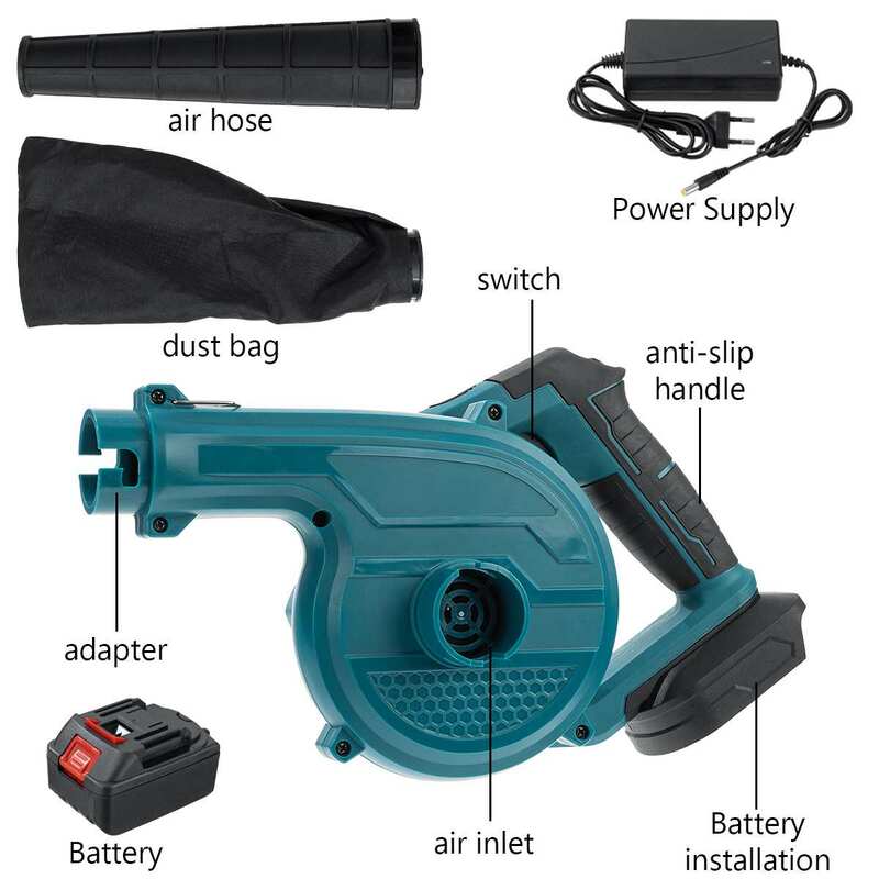 2 In 1 398VF 3000W Foldable Cordless Electric Air Blower Blowing Suction Leaf Blower Dust Cleaner For Makita 18V Battery 송풍기