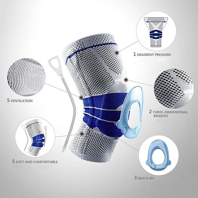 Mola de silicone completo joelho cinta patela apoio medial forte menisco compressão proteção almofadas esporte corrida cesta