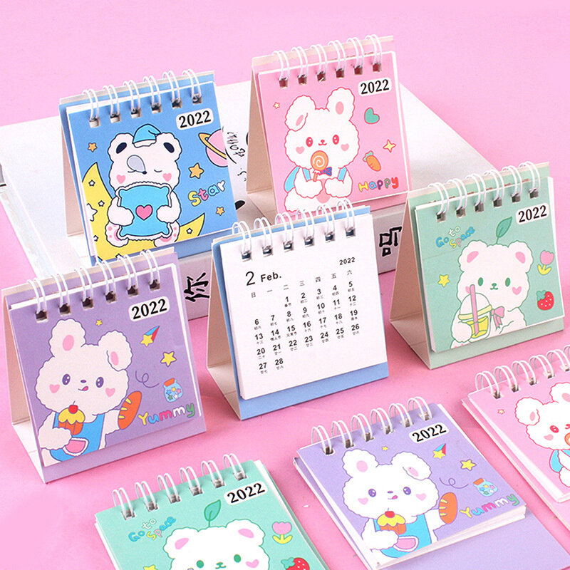 1PC 2023 Cartoon Rabbit Desktop Mini Calendar Daily Schedule Table Planner Agenda annuale Organizer forniture per ufficio