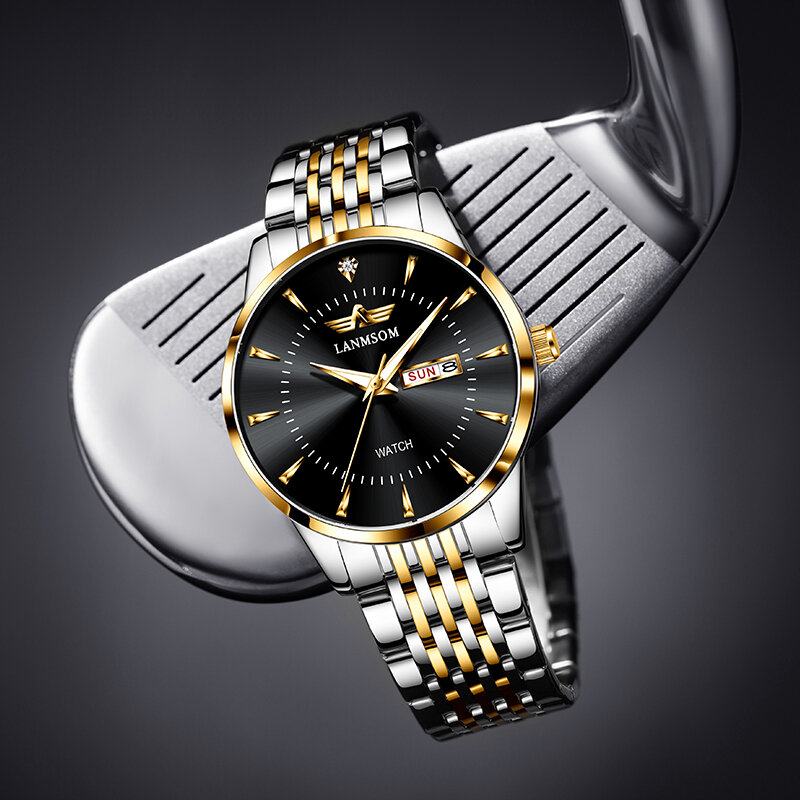 2022 New Luxury Men นาฬิกาสแตนเลสสายรัดเหล็กกันน้ำแฟชั่นนาฬิกาควอตซ์ชายปฏิทินนาฬิกาผู้ชาย Reloj Hombre 2023