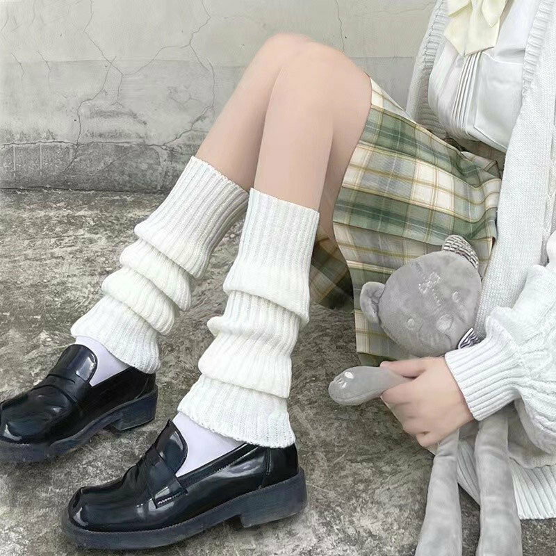 Women's Lolita stockings JK college style knitted warm socks Y2K fashionable sock sleeves cotton warm pile socks