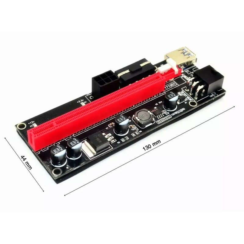 6 stücke Neue VER009 USB 3,0 PCI E Riser VER 009S 1X 4X 8X 16X PCIE Riser Express Verlängern adapter Karte SATA 15pin zu 6 Pin Power Kabel