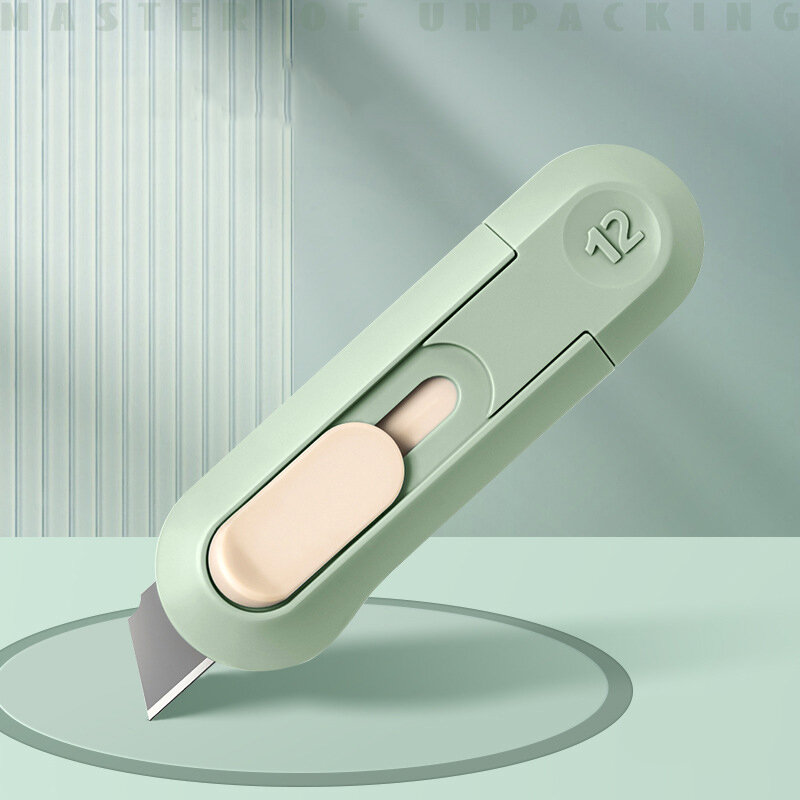 Faca de bolso utilitário faca kawaii papelaria faca dobrável kawaii acessórios de mesa auto-retract unboxing cutter escola de escritório