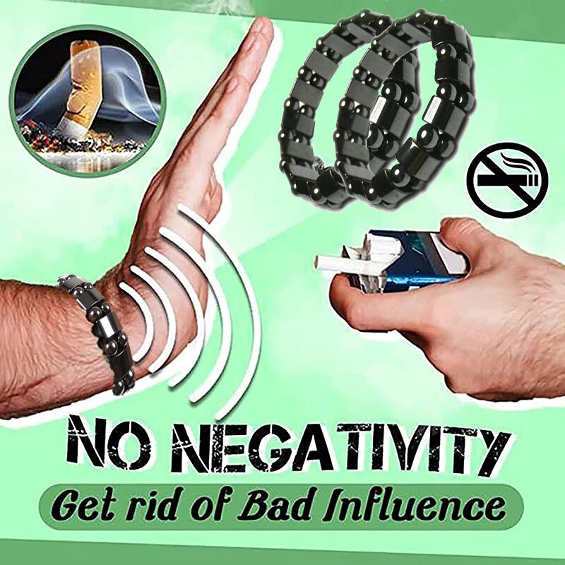 Homem parar de fumar pulseira recusa nicotina fumaça controle de fumaça dissipar vício anti-ansiedade pedra natural magnético pulseira