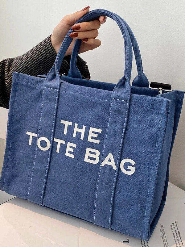 Sacos de lona para mulheres marcas de luxo simples monograma senhora nova bolsa commuter grande capacidade diagonal lona sacos de compras